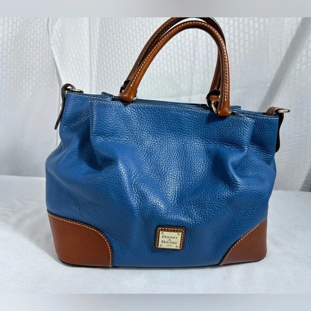 4220: Dooney & Bourke Pebble Grain Brenna Satchel & Wallet Blue 2 Pc Set